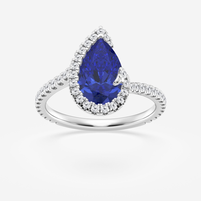 Design ID 3246 - 12.44x7.67mm Pear Cut Created Sapphire and 1/2 ctw Round Lab Grown Diamond Truly Custom Engagement Ring