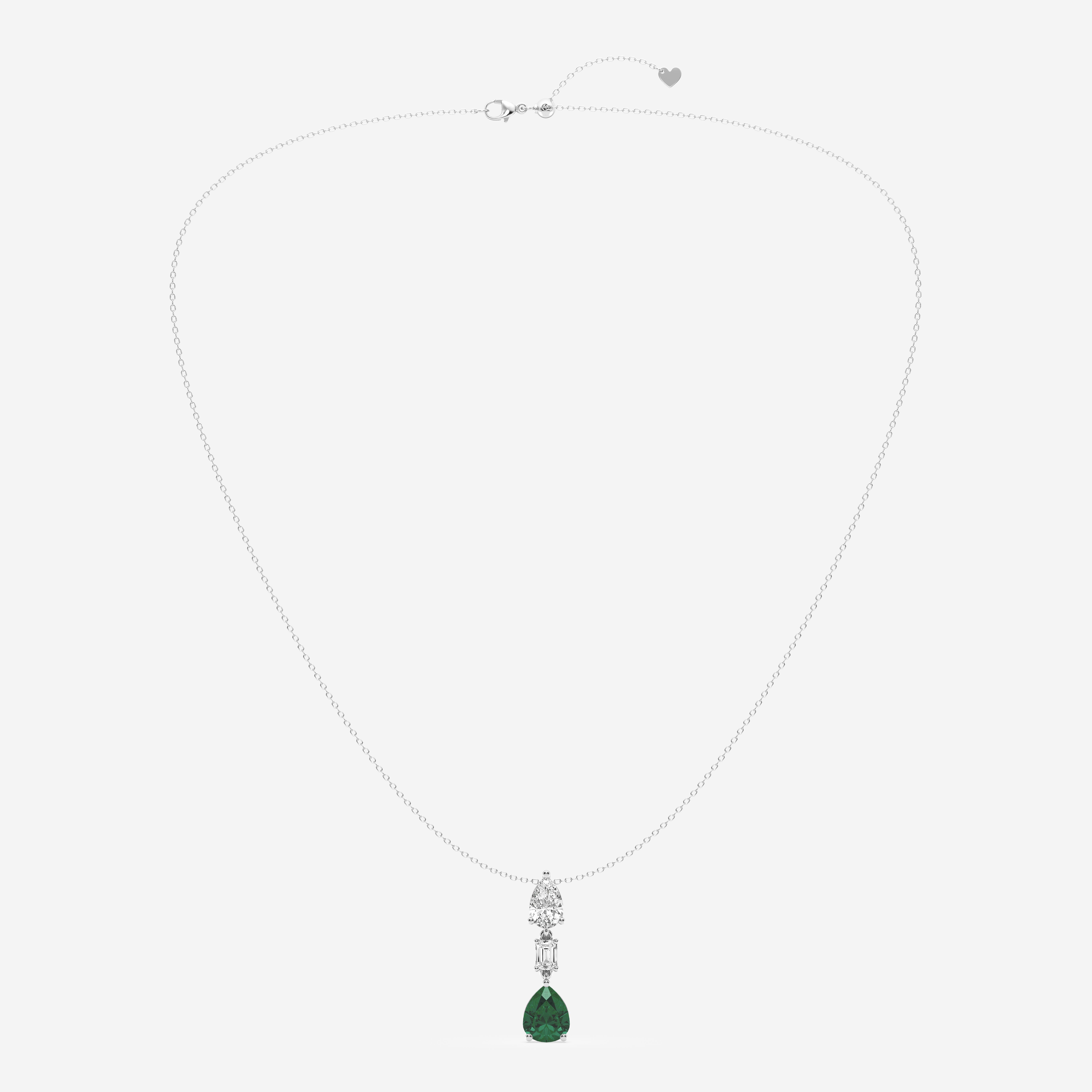 Design ID 3801 - 10x8mm Pear Cut Created Emerald and 1 2/5 ctw Emerald and Pear Lab Grown Diamond Truly Custom Fashion Pendant