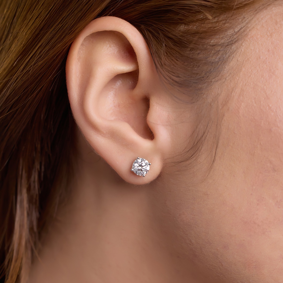 Solid White Gold Diamond Studs, 2 Ct Round Created Pink Diamond Earrin -  Brilliant Lab Creations