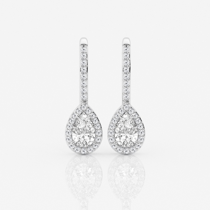 Holiday Special - 1 ctw Pear Lab Grown Diamond Halo Fashion Earrings