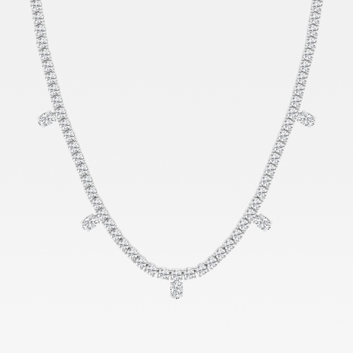 14 ctw Oval Lab Grown Diamond Dangle Fashion Necklace With Adjustable Chain
