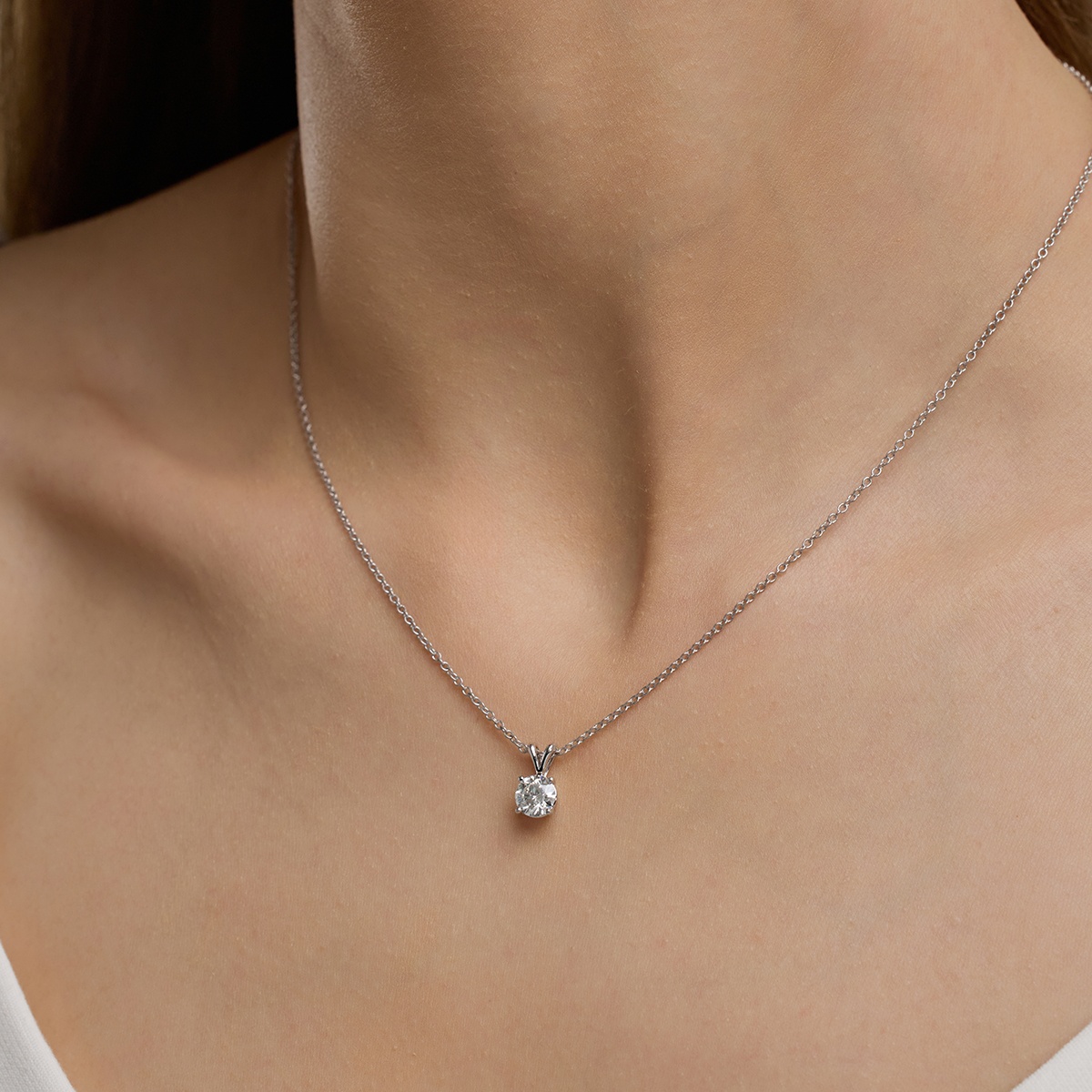 Additional Image 4 for  1 ctw Round Lab Grown Diamond Split Bail Solitaire Pendant with Adjustable Chain
