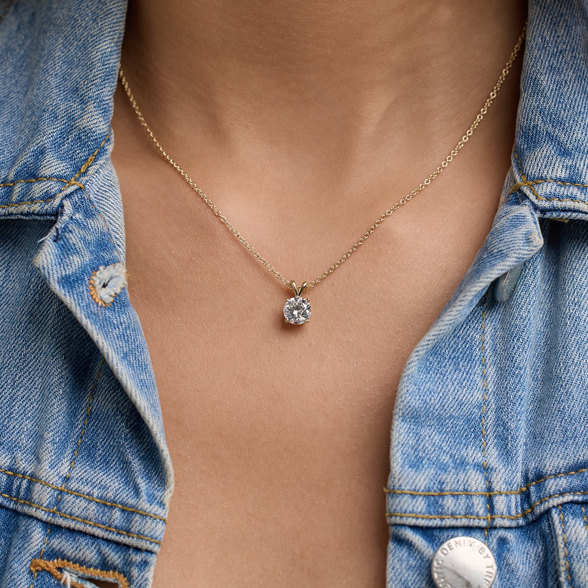 Additional Image 5 for  1 1/2 ctw Round Lab Grown Diamond Split Bail Solitaire Pendant with Adjustable Chain