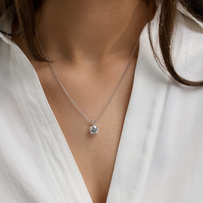 Additional Image 4 for  2 ctw Round Lab Grown Diamond Split Bail Solitaire Pendant with Adjustable Chain
