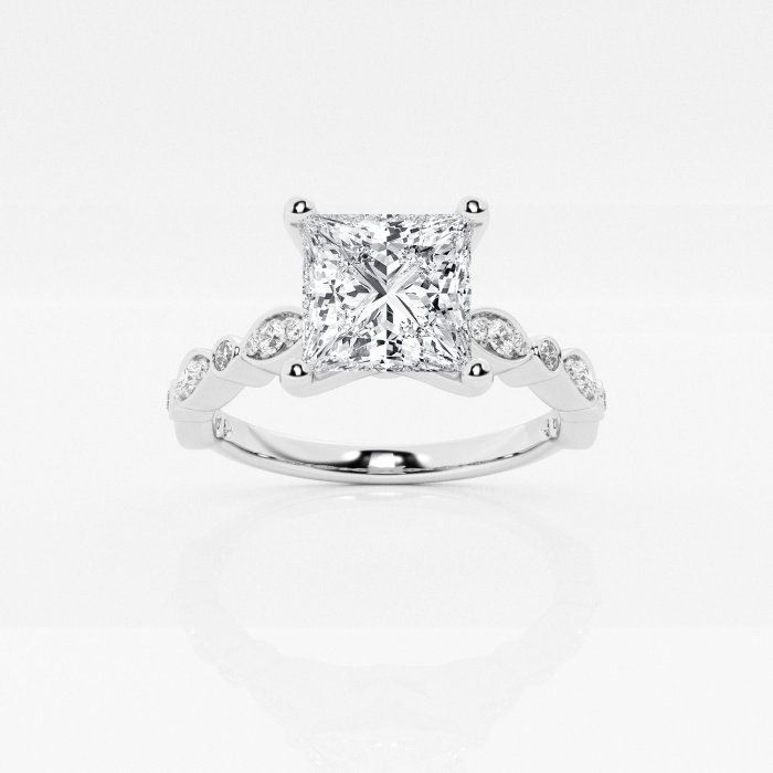 1 ctw Princess Lab Grown Diamond Engagement Ring with Marquise Shape Side Accents