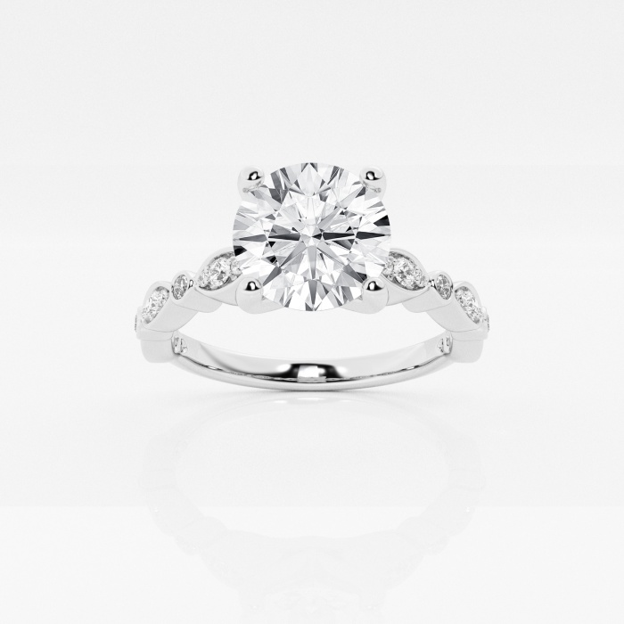 1 ctw Round Lab Grown Diamond Engagement Ring with Marquise Shape Side Accents