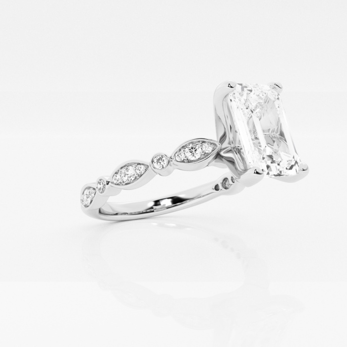 Additional Image 1 for  1 ctw Radiant Lab Grown Diamond Engagement Ring with Marquise Shape Side Accents