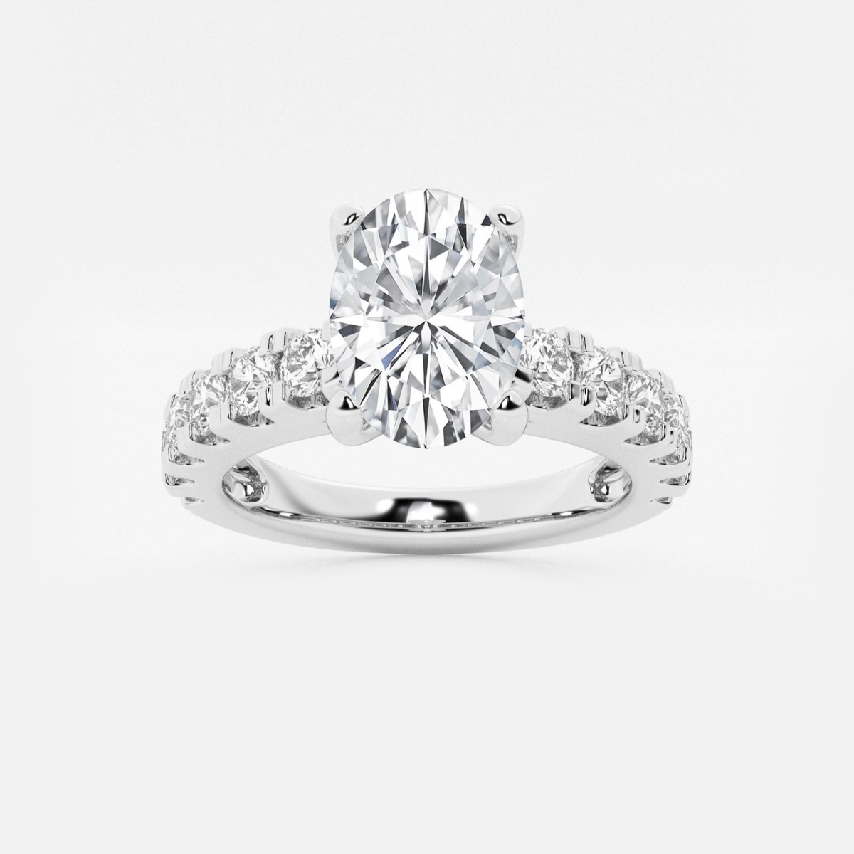 3 ctw Oval Lab Grown Diamond Engagement Ring with Split Prong Side ...