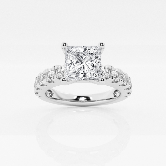 2 1/2 ctw Princess Lab Grown Diamond  Engagement Ring with Split Prong Side Accents