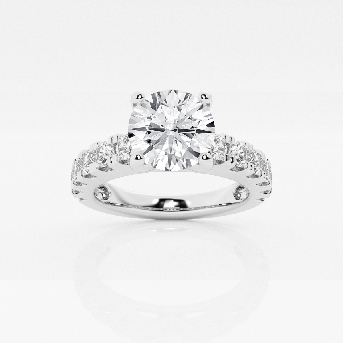 3 ctw Round Lab Grown Diamond Engagement Ring with Split Prong Side Accents
