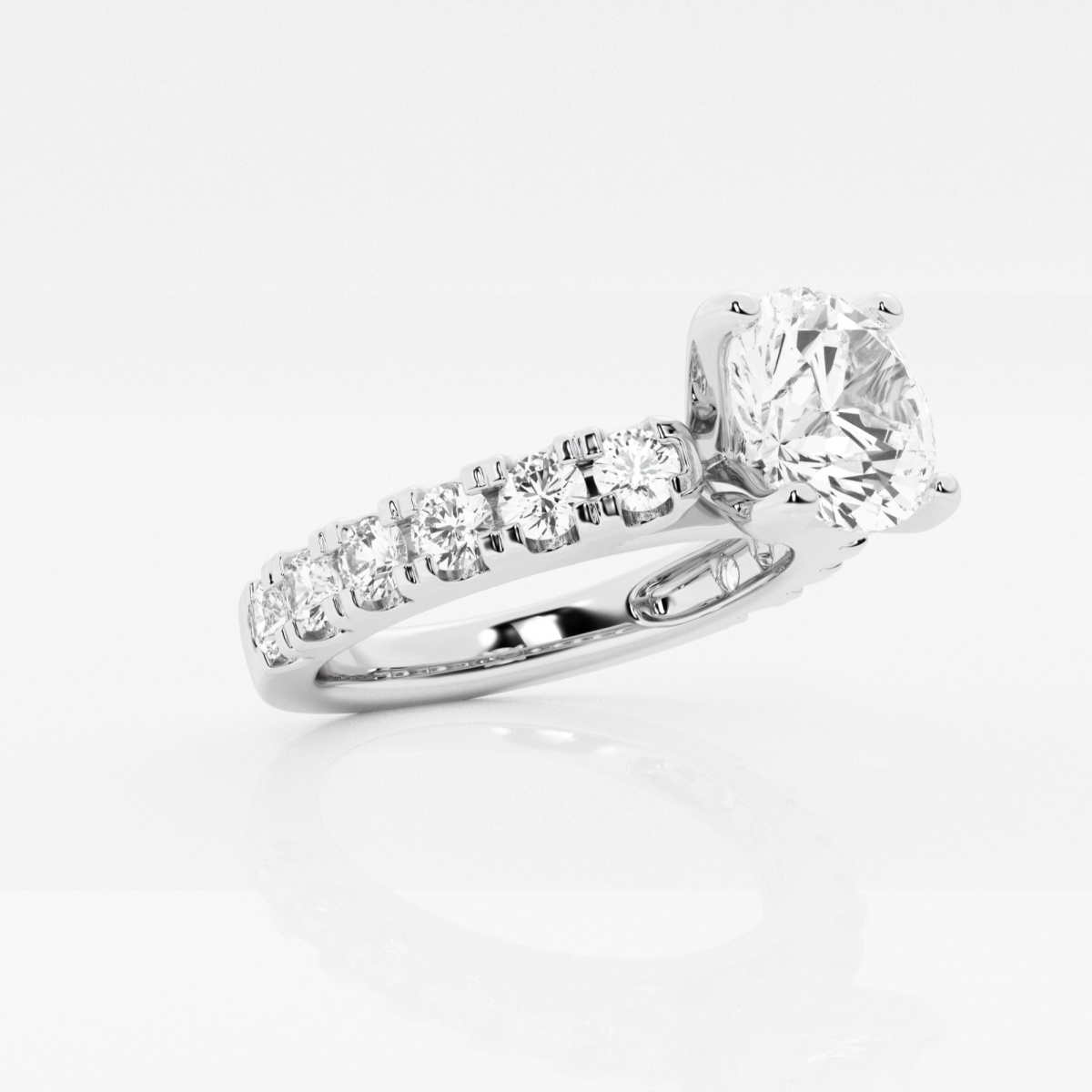3 ctw Round Lab Grown Diamond  Engagement Ring with Split Prong Side Accents