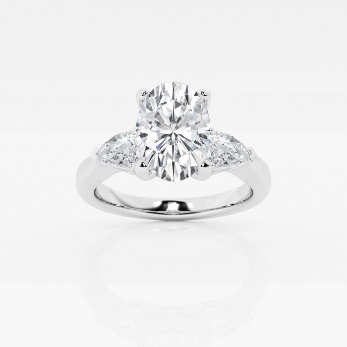 1 2/5 ctw Oval Lab Grown Diamond Engagement Ring with Pear Side Accents