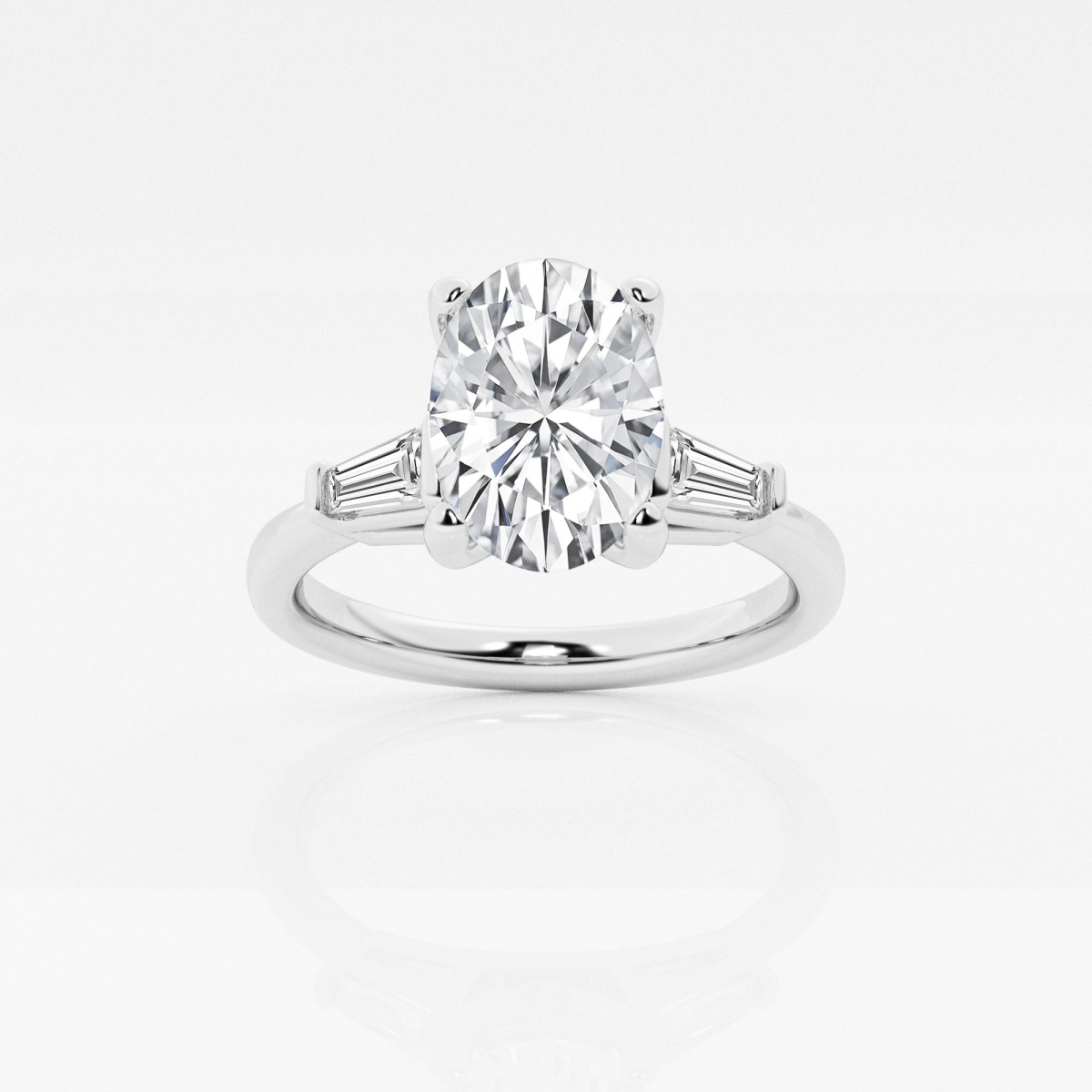 2 1/4 ctw Oval Lab Grown Diamond Engagement Ring with Tapered Baguette ...