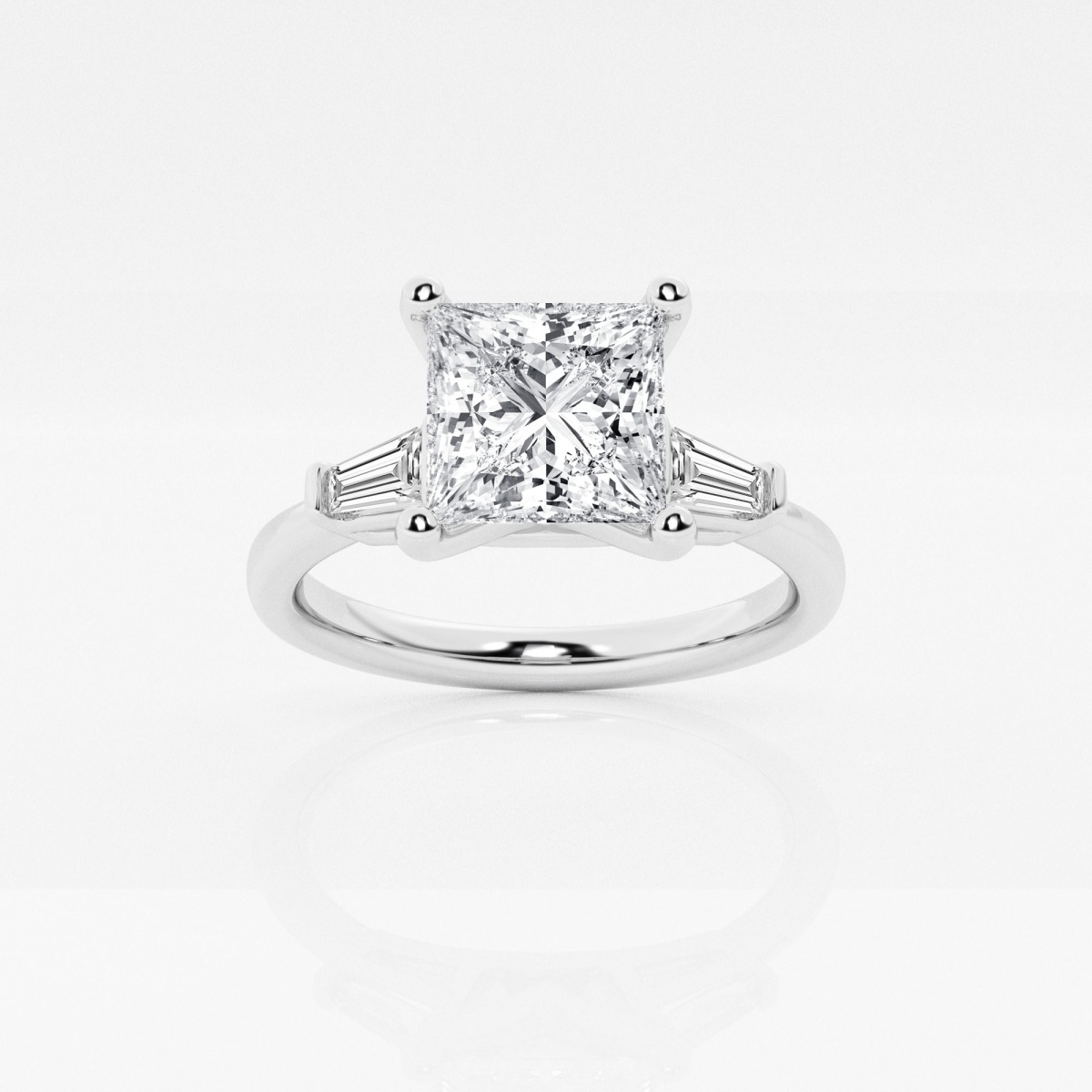 2 1/4 ctw Princess Lab Grown Diamond Engagement Ring with Tapered Baguette Side Accents