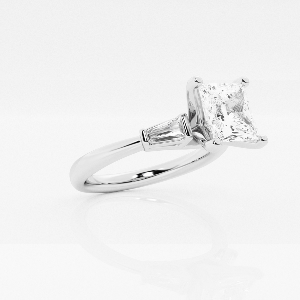 Additional Image 1 for  2 1/4 ctw Princess Lab Grown Diamond Engagement Ring with Tapered Baguette Side Accents