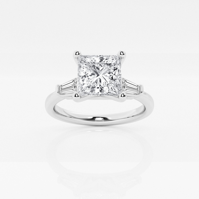 2 1/4 ctw Princess Lab Grown Diamond  Engagement Ring with Tapered Baguette Side Accents