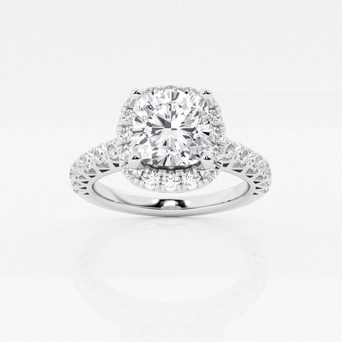 2 3/4 ctw Cushion Lab Grown Diamond Royal Crown Halo Engagement Ring