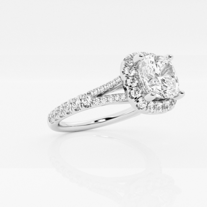 2 ctw Cushion Lab Grown Diamond Split Shank Halo Engagement Ring