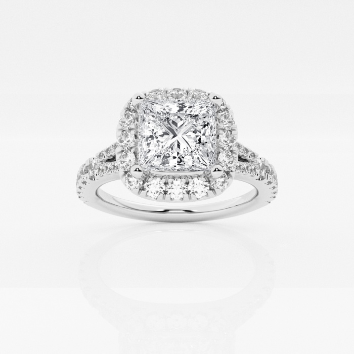 2 ctw Princess Lab Grown Diamond Split Shank Halo Engagement Ring