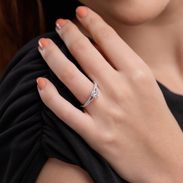Additional Image 4 for  1 1/3 ctw Cushion Lab Grown Diamond Split Shank Engagement Ring