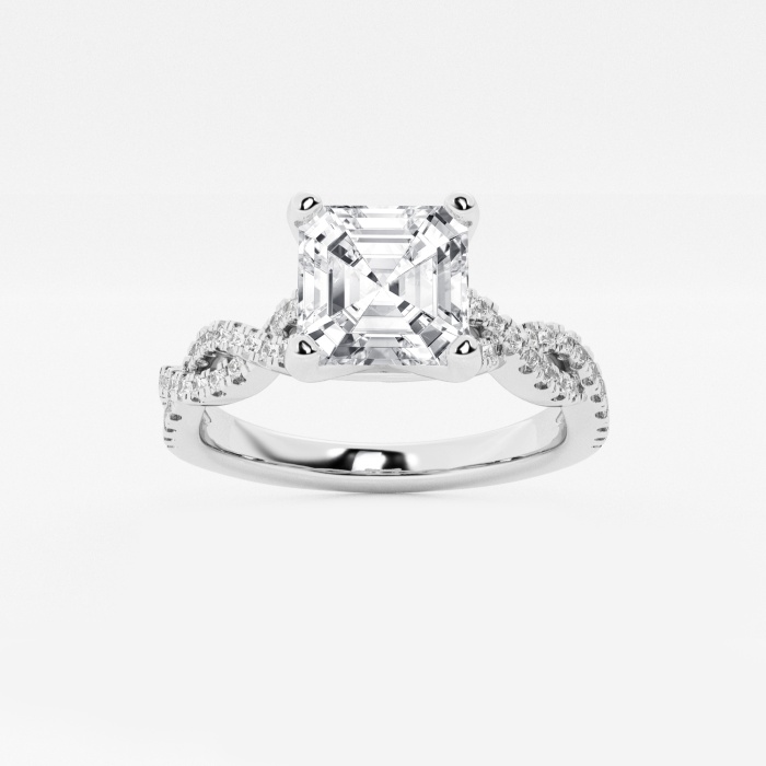 Asscher Double Twist Side Stone Engagement Ring