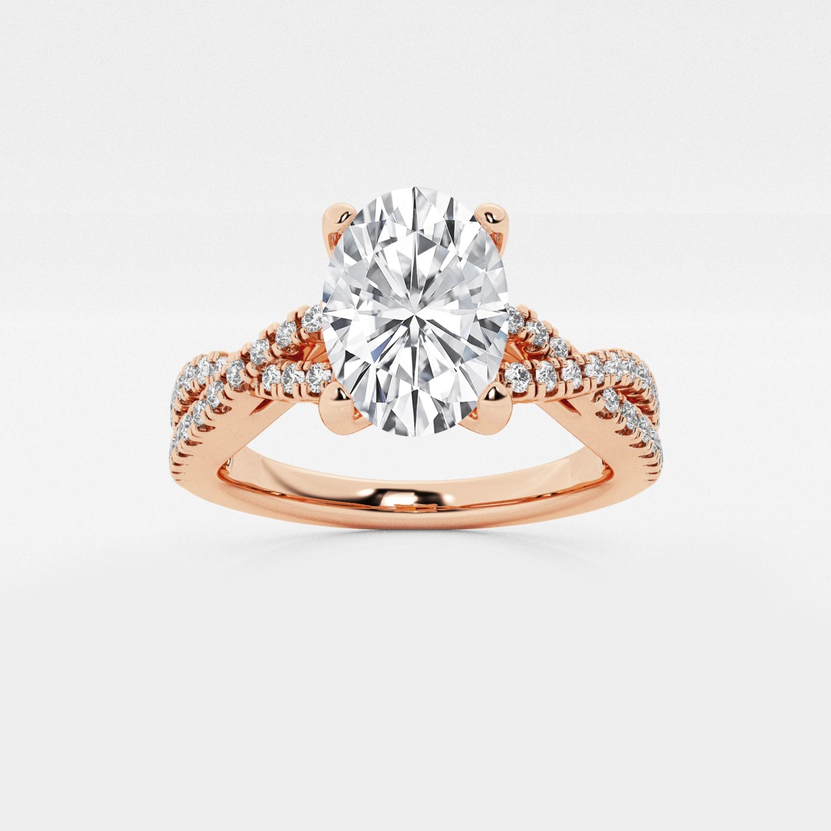 2 1/3 Ctw Oval Lab Grown Diamond Crossover Engagement Ring ...