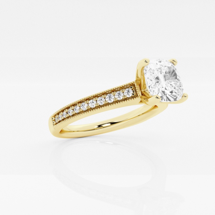 Additional Image 1 for  1 1/6 ctw Cushion Lab Grown Diamond Engagement Ring with Channel Side Accents