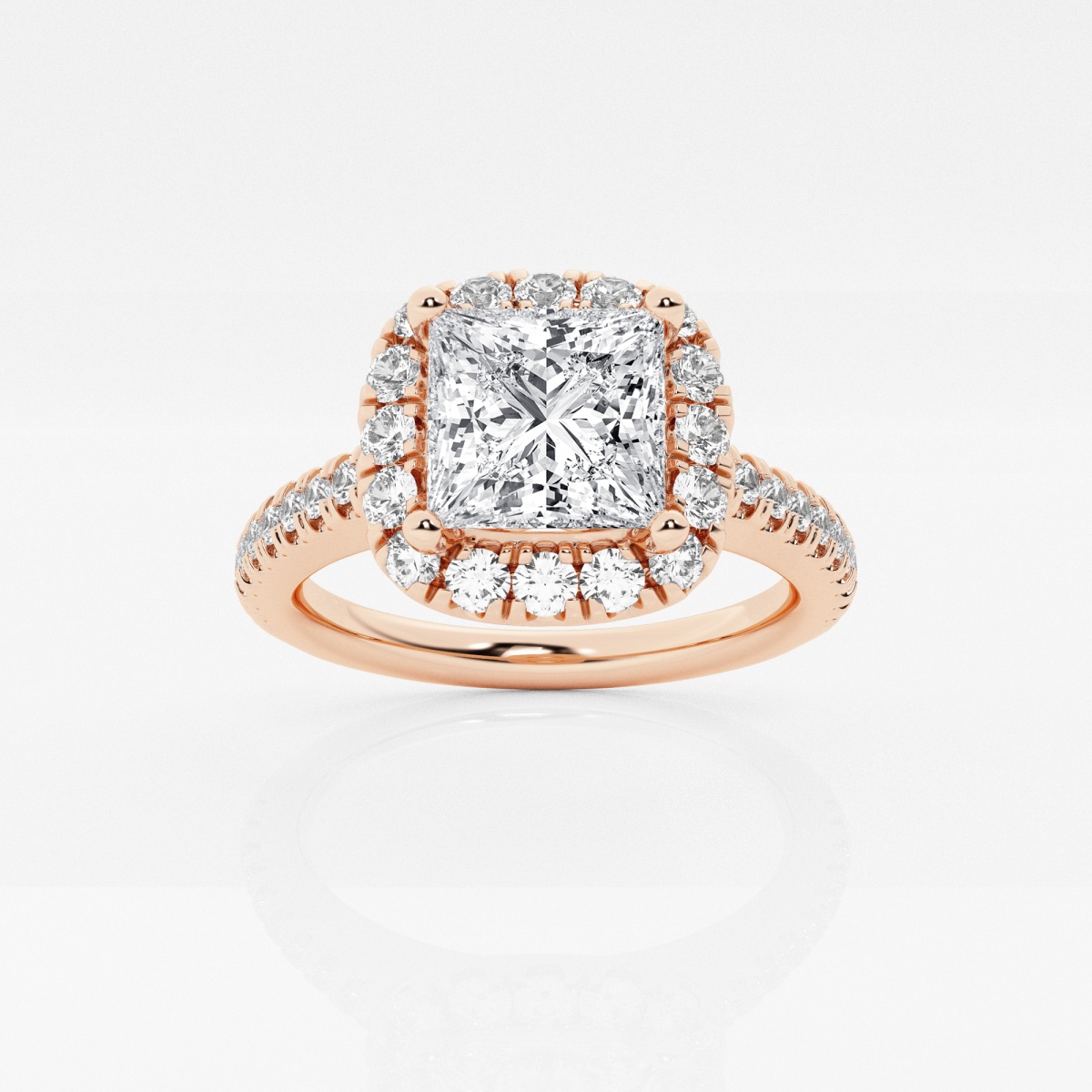 1 ctw Princess Lab Grown Diamond V-Prong Halo Engagement Ring