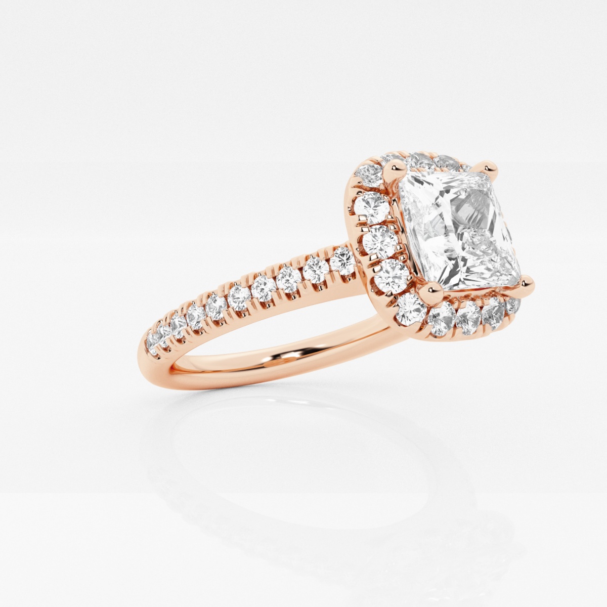 Additional Image 1 for  1 ctw Princess Lab Grown Diamond V-Prong Halo Engagement Ring