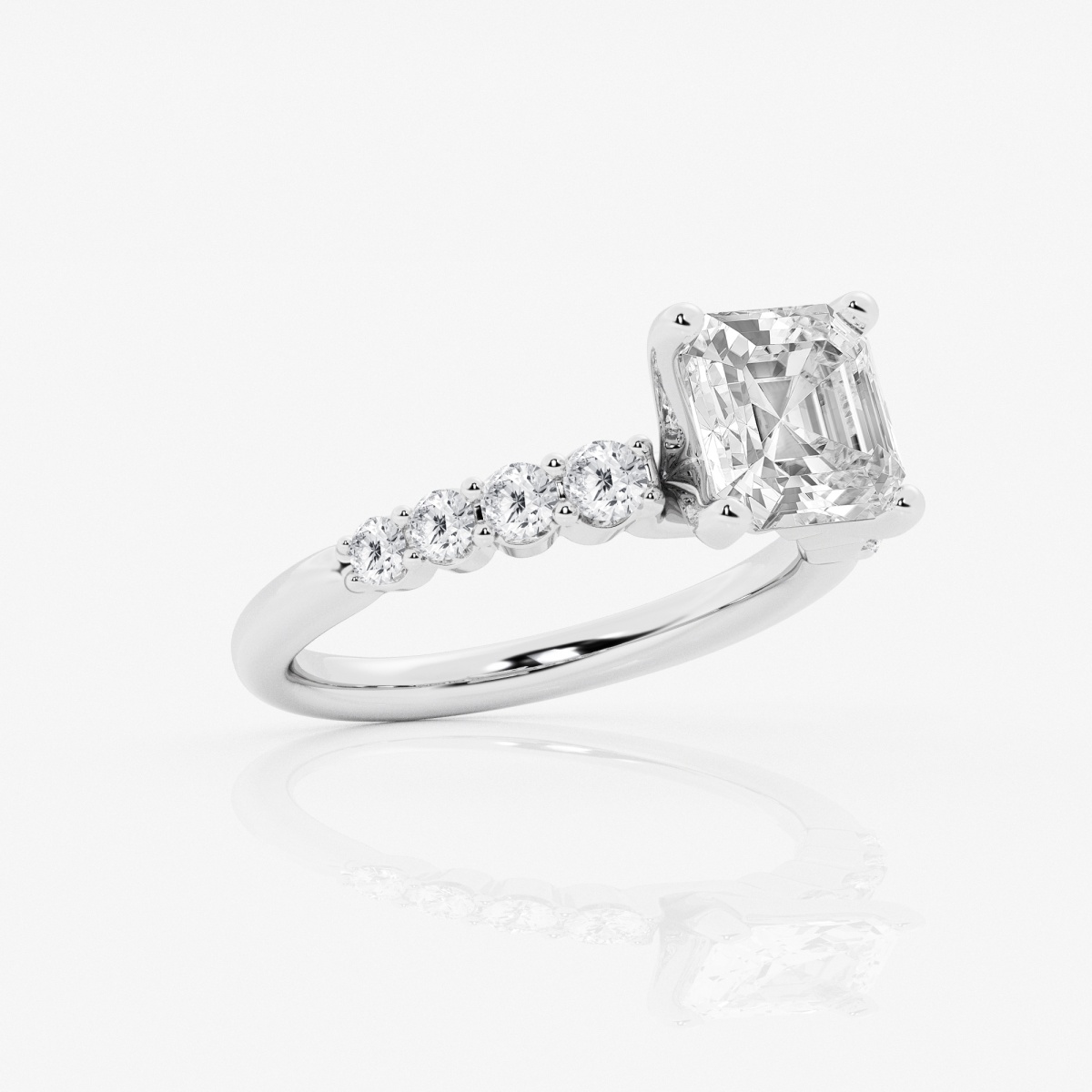 Additional Image 1 for  3 ctw Asscher Lab Grown Diamond Graduated Engagement Ring