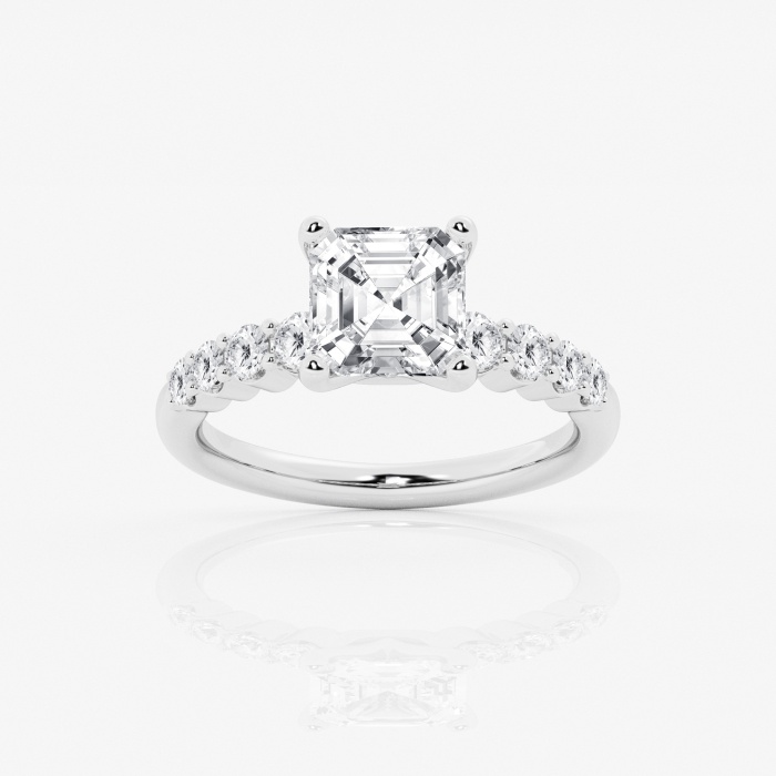 3 ctw Asscher Lab Grown Diamond Graduated Engagement Ring