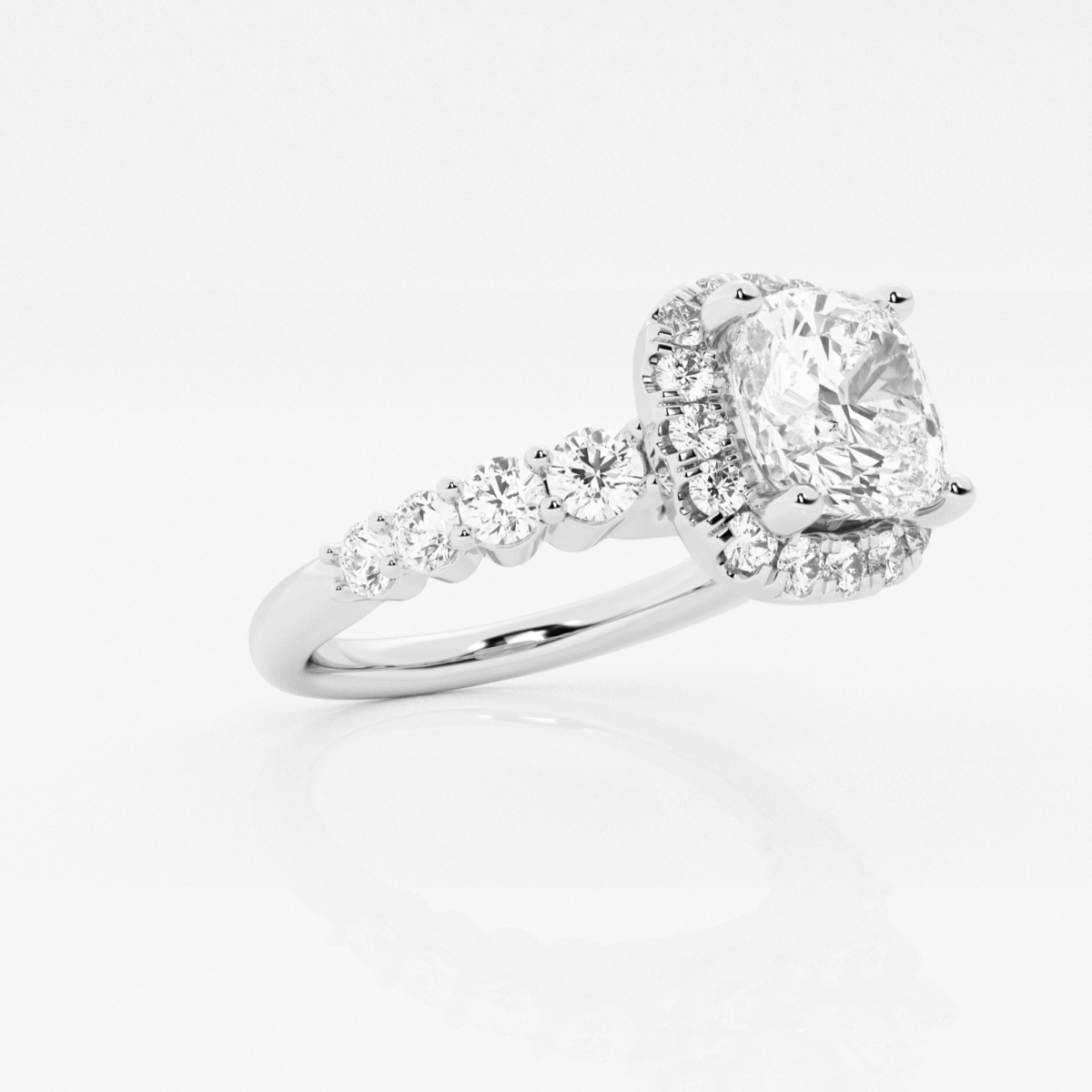 Additional Image 1 for  2 7/8 ctw Cushion Lab Grown Diamond Graduated Halo Engagement Ring