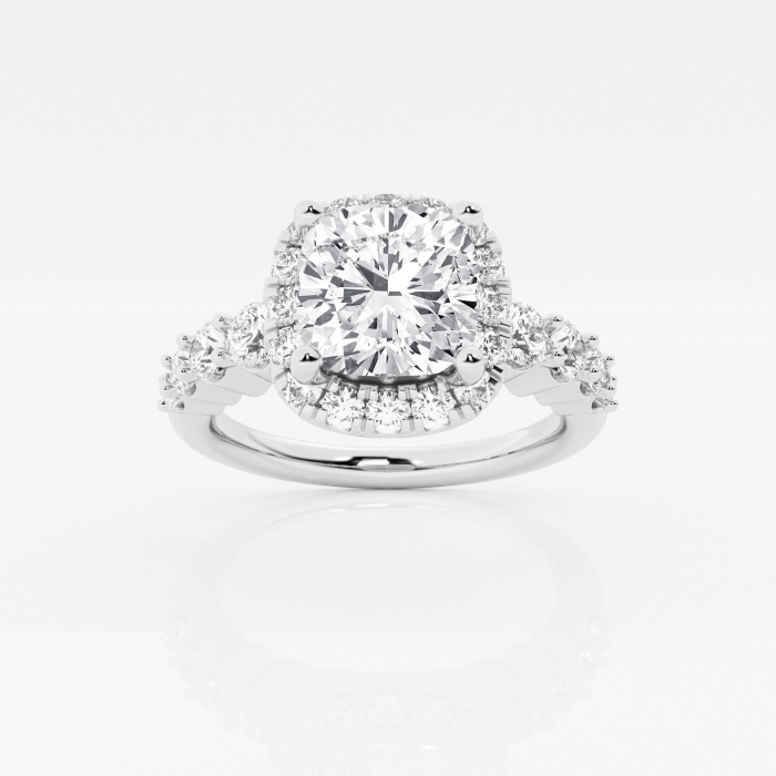 2 1/4 ctw Cushion Lab Grown Diamond Graduated Halo Engagement Ring