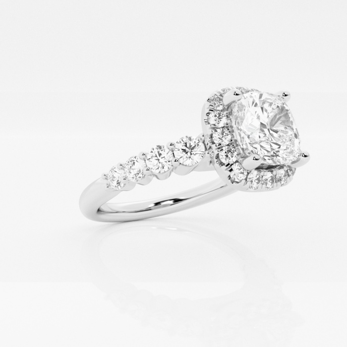 Additional Image 1 for  2 1/4 ctw Cushion Lab Grown Diamond Graduated Halo Engagement Ring