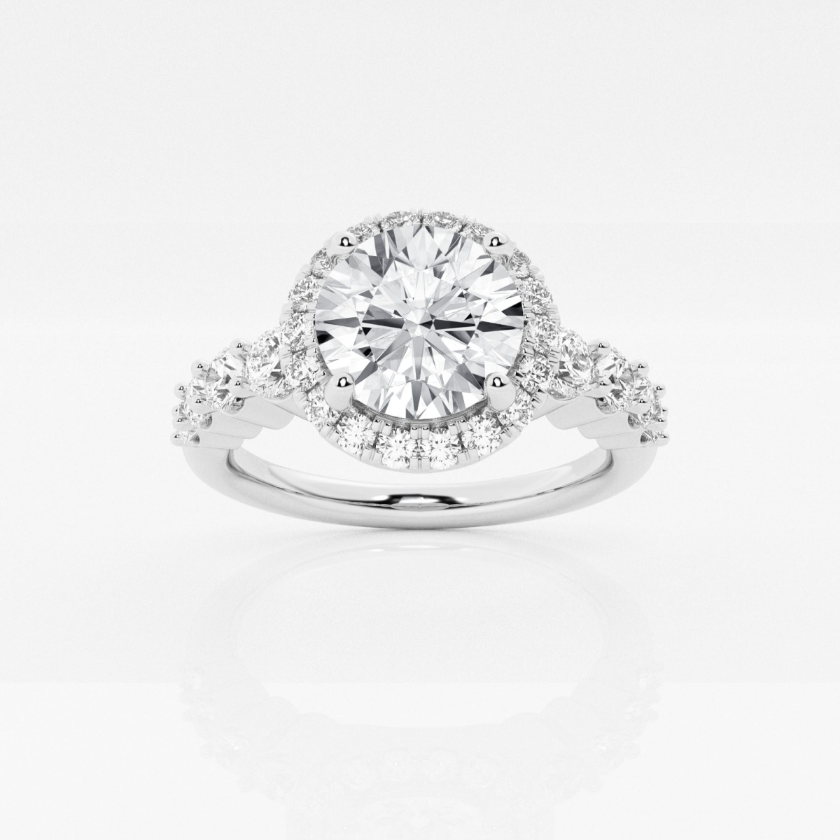 2 1/4 ctw Round Lab Grown Diamond Graduated Halo Engagement Ring
