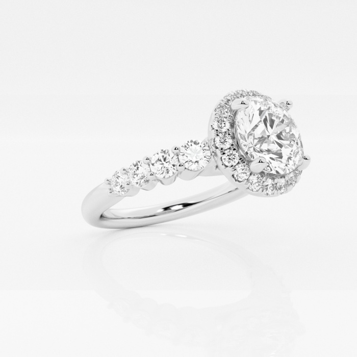2 1/4 ctw Round Lab Grown Diamond Graduated Halo Engagement Ring