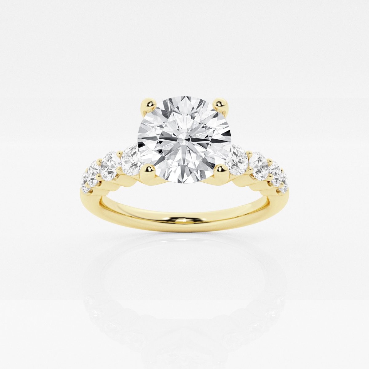 2 1/2 CTW Round Lab Grown Diamond Graduated Engagement Ring 14K Yellow Gold FG, VS2+