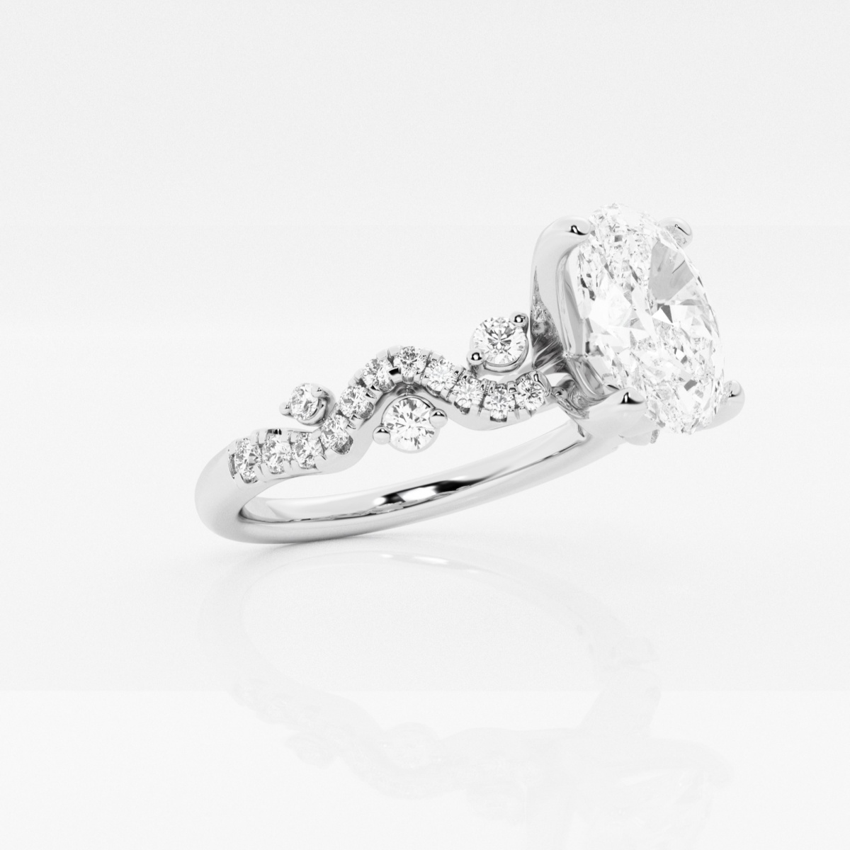 Additional Image 1 for  1 7/8 ctw Oval Lab Grown Diamond Vine Engagement Ring