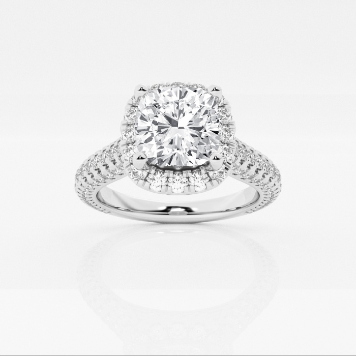 3 ctw Cushion Lab Grown Diamond Pave Halo Engagement Ring