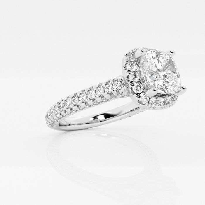 Additional Image 1 for  3 ctw Cushion Lab Grown Diamond Pave Halo Engagement Ring