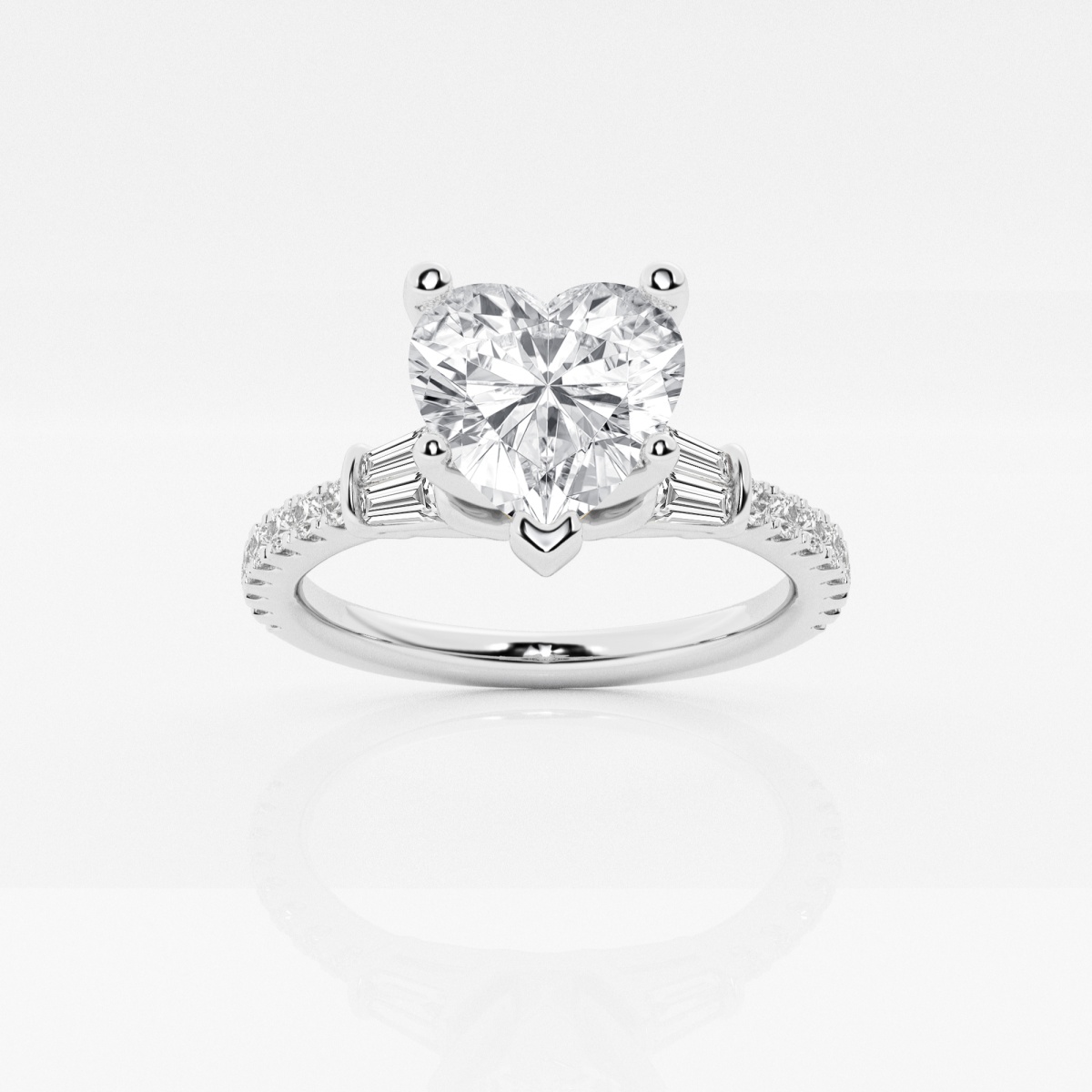 Engagement ring with heart clearance on side