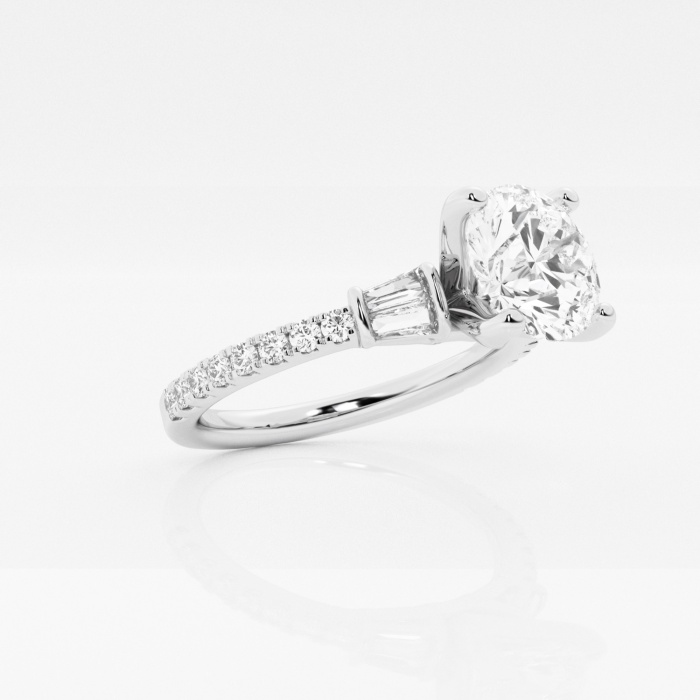 2 ctw Round Lab Grown Diamond  Engagement Ring with Double Baguette Side Accents