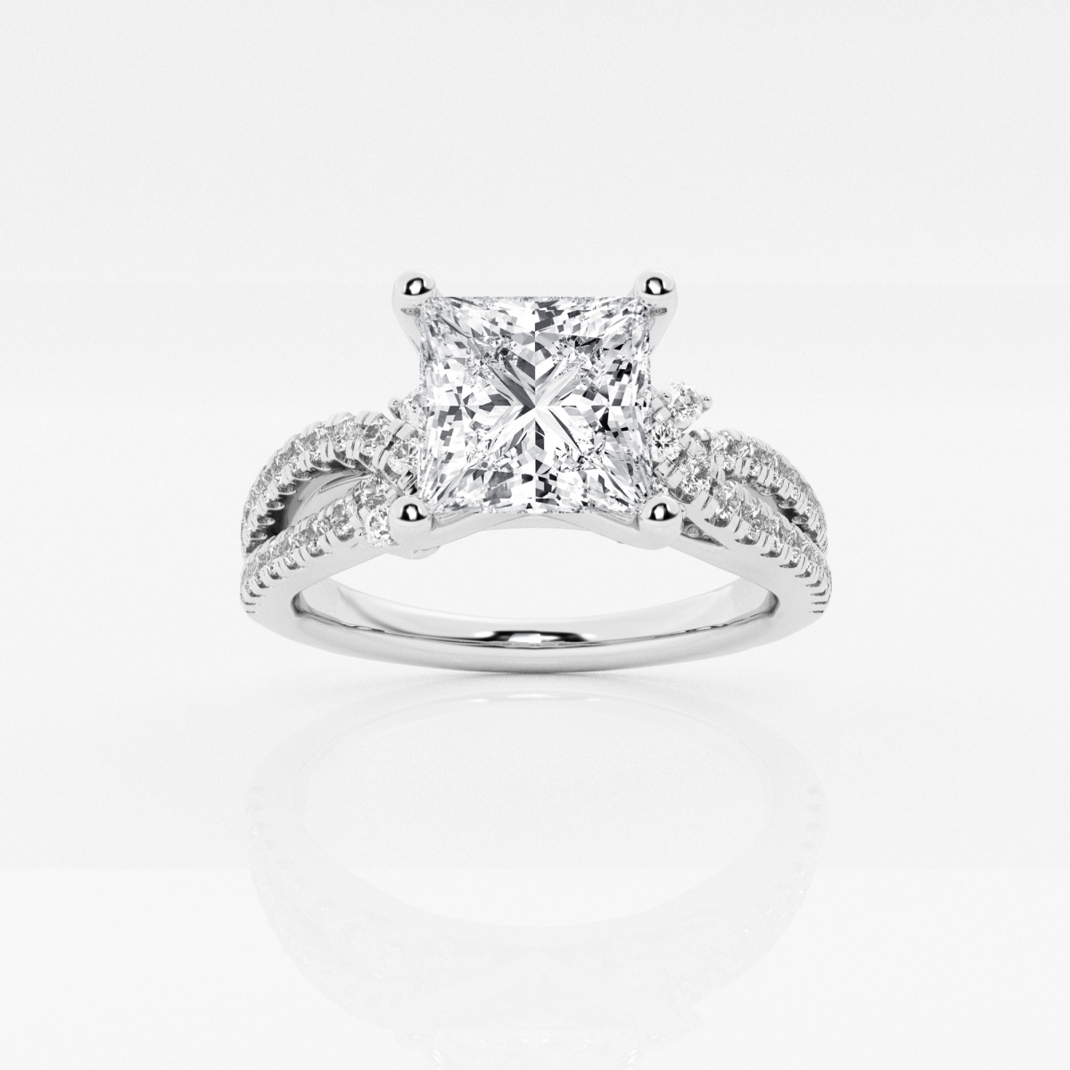 2 ctw Princess Lab Grown Diamond Petite Bow Engagement Ring