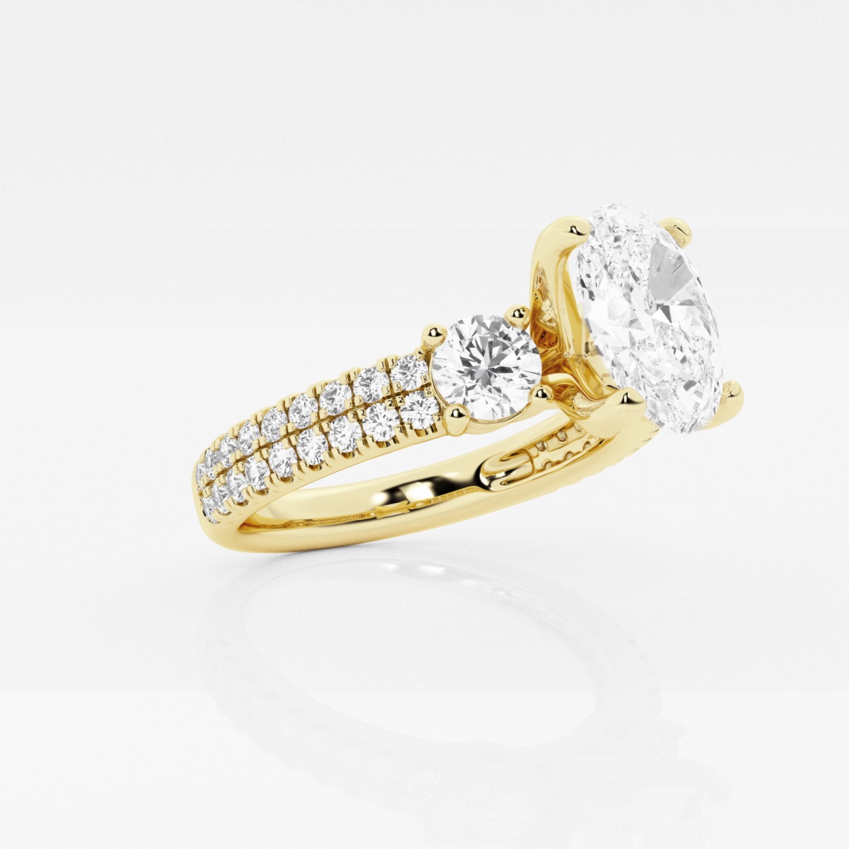 2.25 ctw Oval Accented Solitaire Engagement Ring - Yellow Gold