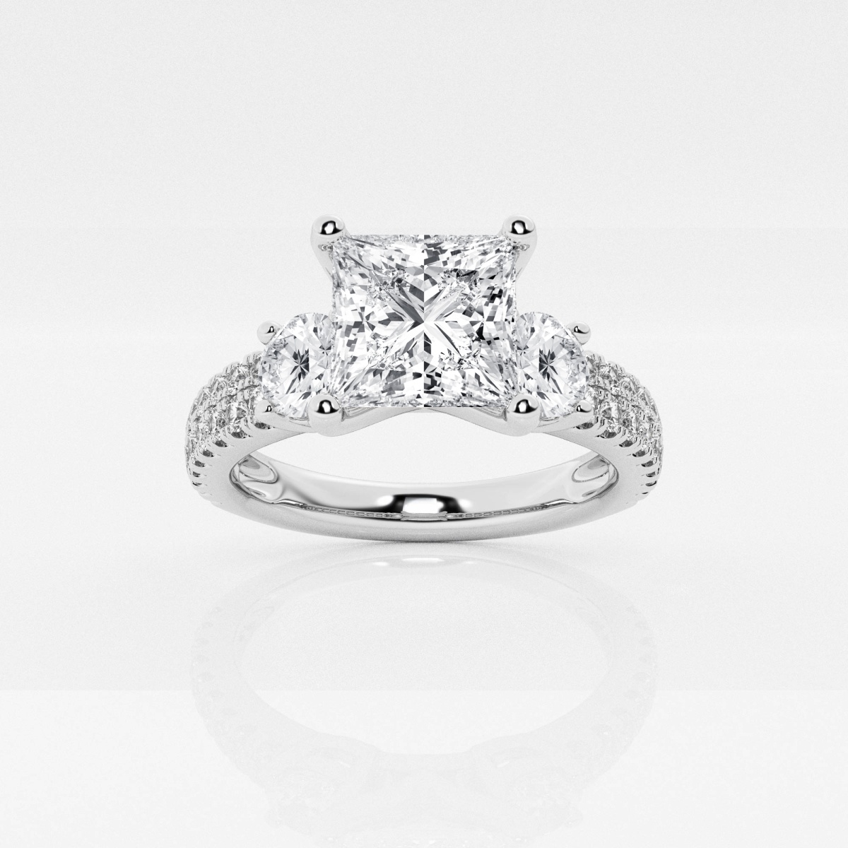 1 1/2 ctw Princess Lab Grown Diamond Engagement Ring with Double Row Side  Accents - Grownbrilliance