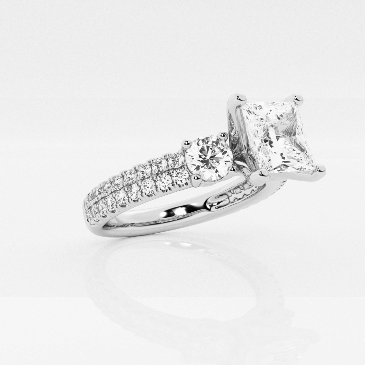 Additional Image 1 for  1 1/2 ctw Princess Lab Grown Diamond Engagement Ring with Double Row Side Accents