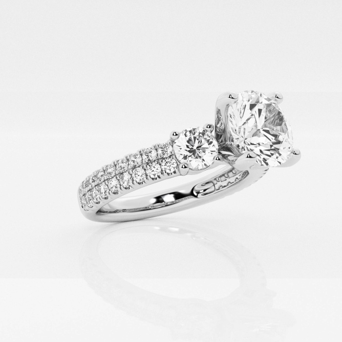 Additional Image 1 for  2 1/4 ctw Round Lab Grown Diamond Engagement Ring with Double Row Side Accents