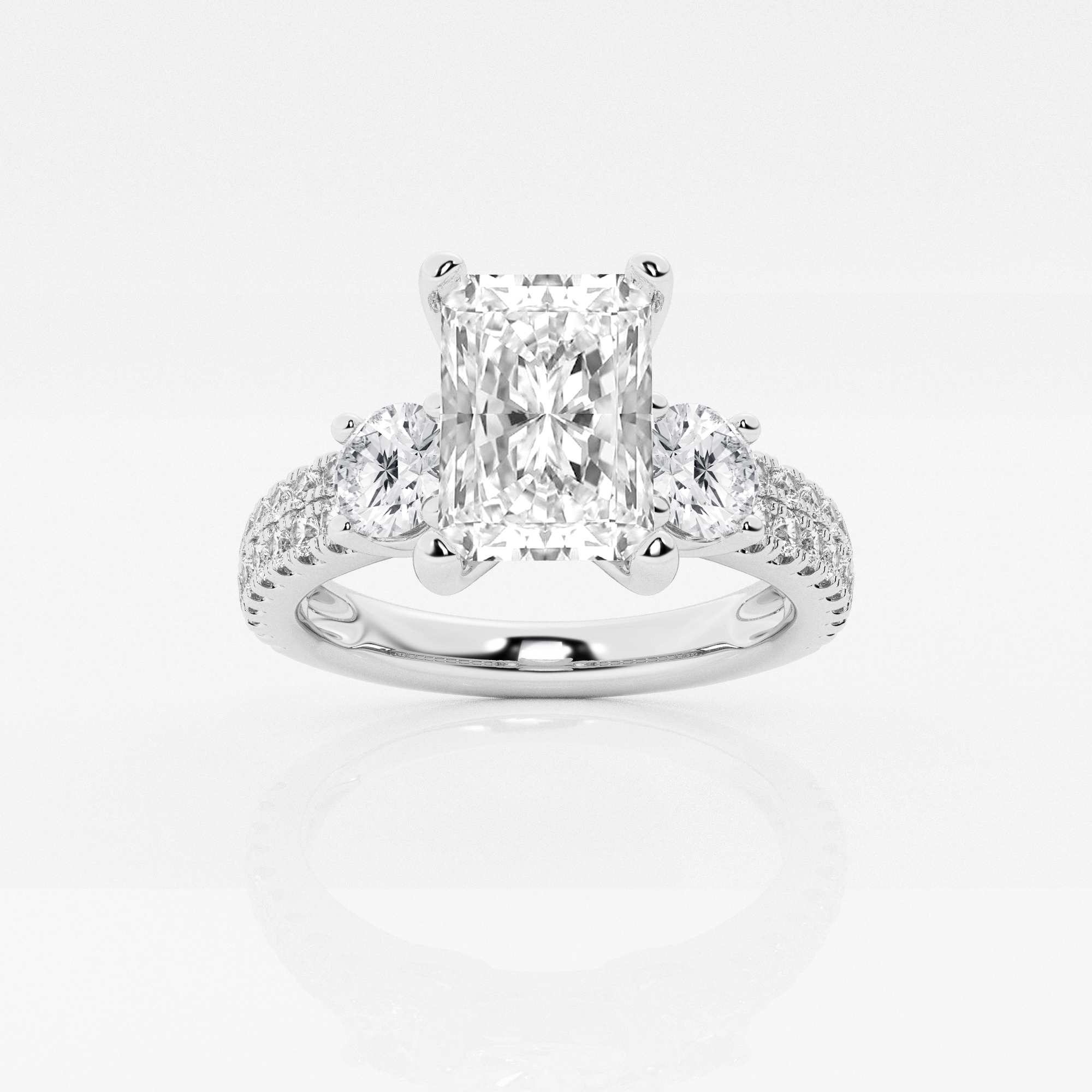 1 12 Ctw Radiant Lab Grown Diamond Engagement Ring With Double Row Side Accents Grownbrilliance 2885