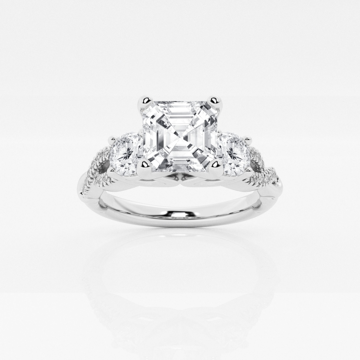 1 1/4 ctw Asscher Lab Grown Diamond Swirl Engagement Ring