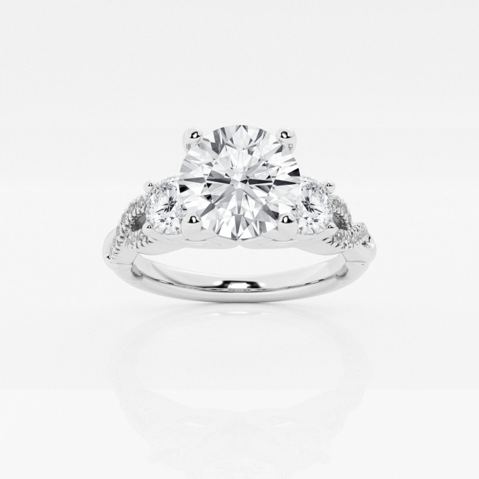 anillo de compromiso con forma de remolino de diamantes cultivados en laboratorio redondo de 2 5/8 ctw